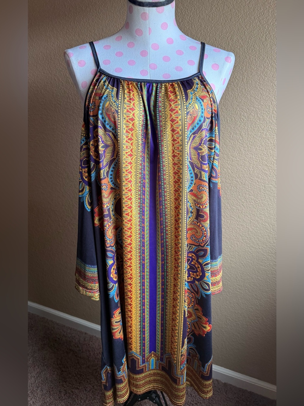 Bohemian Cold Shoulder Maxi Dress